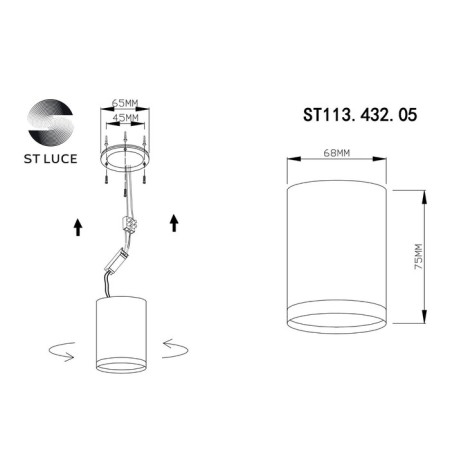 Ceiling lamp ST LUCE. ST113.432.05. 1x5 W, LED, 3000K, 390 LM, 6.8x6.8x7.5 cm, black color-6
