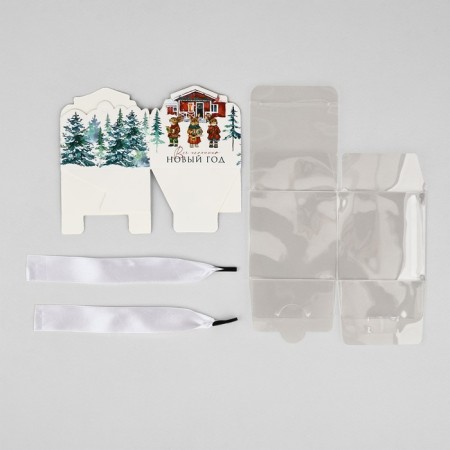 Box a gift New Year's folding "New Year's House", 7 x 7 x 7 cm, New Year-5