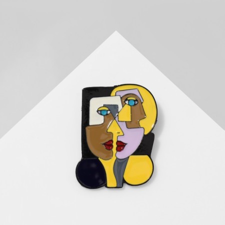 Brooch "Mosaic" Gom Face, colored in ferrous metal-1
