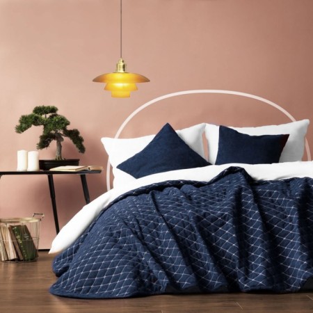 Bedspread with pillowcases "Tina", size 160x230 cm, blue color-1