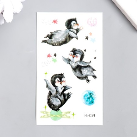 Tattoo on the body color phosphorus "raccoon/penguins" mix 6x10.5 cm-1
