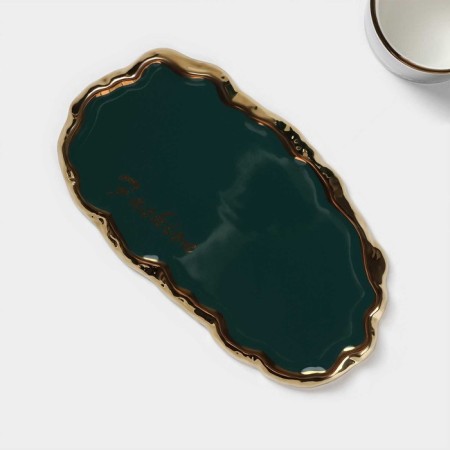 Tea couple ceramic "luxury", 3 items: mug 250 ml, saucer 23.5 × 13 cm, spoon, green color-3