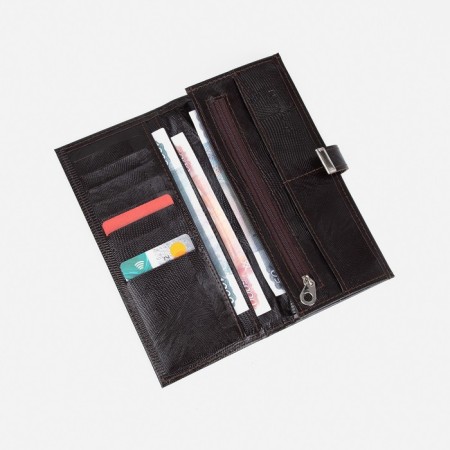 Women's wallet on the button, brown color-3