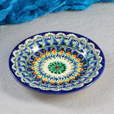 Plate of the Rishtan ceramics "Flowers", blue, flat, 17 cm, mix