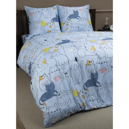 Bed linen 2 joint venture amore mio, size 180x210 cm, 175x215 cm, 70x70 cm - 2 pcs, blue color