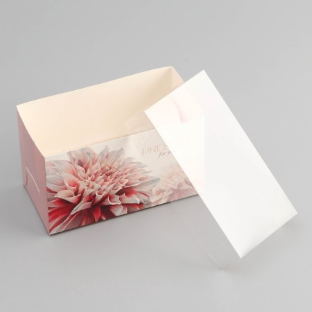 Box for 2 cupcake with a transparent lid, "Present", 16 × 8 × 10 cm, confectionery packaging-3