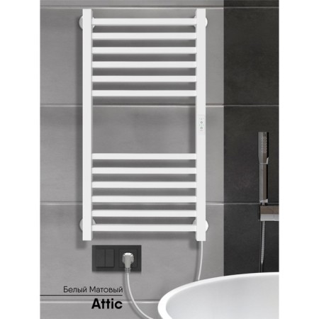 Electric towel Indigo Attic, 800x400 mm, timer, hidden installation, white-2