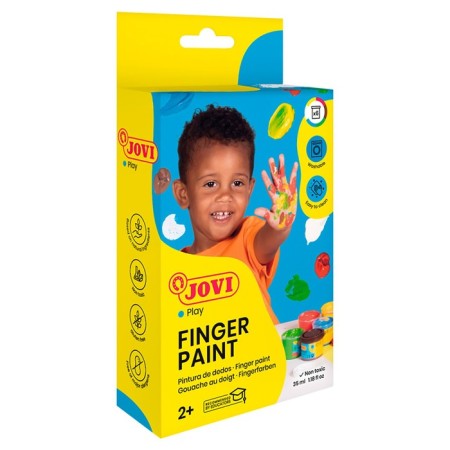 Finger paints, 6 colors x 35 ml, jovi, bright, cardboard, for kids-2