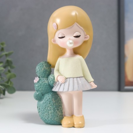 Polystone souvenir "Baby in a sundress/skirt, with cacti" MIX 17x7x10 cm-2