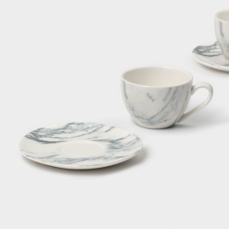 Набор чайный фарфоровый Magistro Real Marble, 4 предмета: 2 чашки 150 мл, 2 блюдца d=12,5 см-5