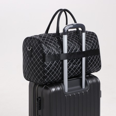 Road bag with a zipper, a suitcase holder, a long belt, black color-3