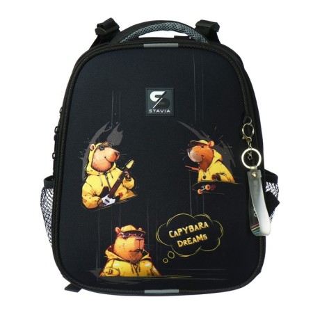 School backpack 38 x 30 x 16 cm, ergonomic back, Stavia "capybara", black-2