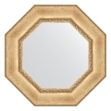 Mirror in a baguette frame, aged silver with an ornament of 120 mm, 67x67 cm
