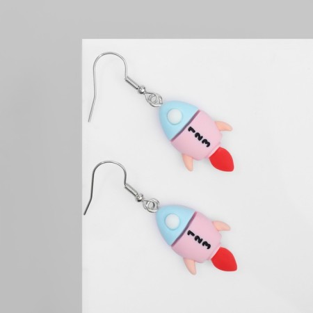 Earrings Assorted "Joy" rockets, colored in silver-1