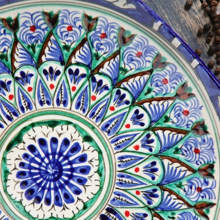 Largan Rishtan ceramics "Patterns", 25 cm, square, blue-2