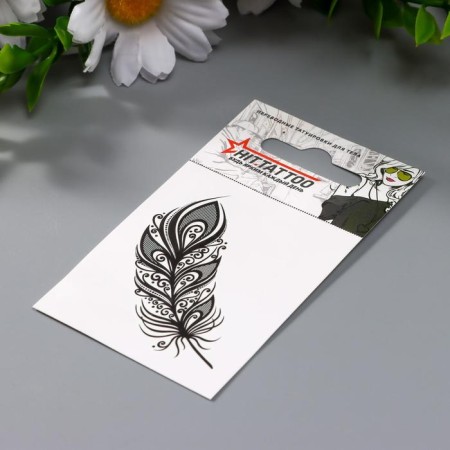 Tattoo on the body "feather" 5.3x6.3 cm-2