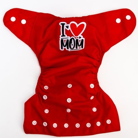 Reusable diaper "I love mom", the color is red-5