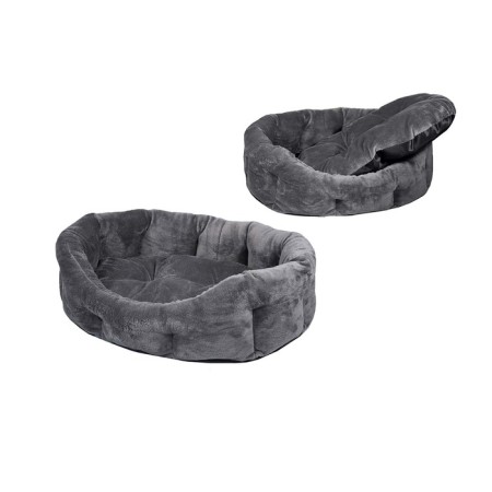Lesse fur "Koala" oval with a pillow, 62 x 50 x 19 cm, gray