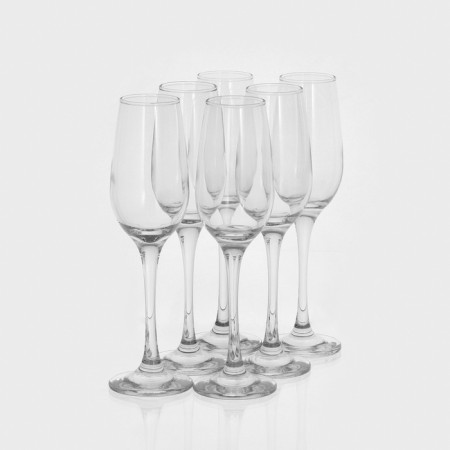 A set of glass glasses for champagne Amber, 200 ml, 6 pcs