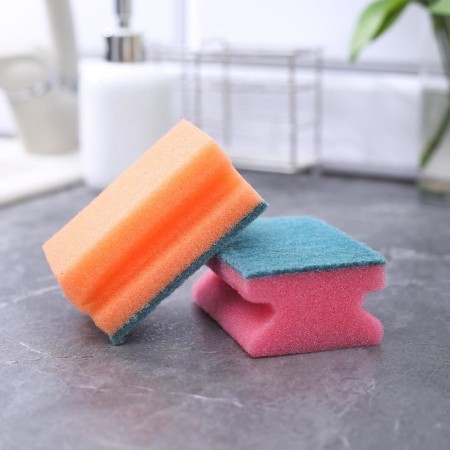 Set of domestic sponges with a cleaning layer of the share "Profile", 9 × 6.5 × 4.5 cm, 2 pcs
