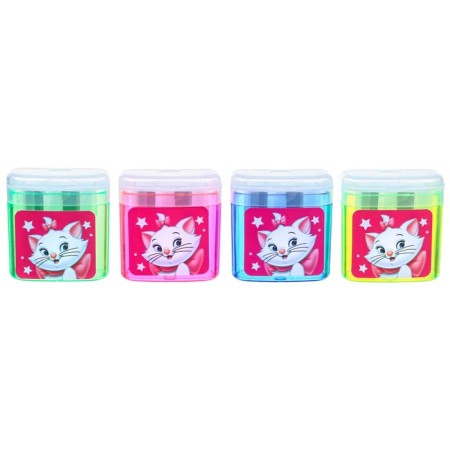 Plastic sharpener with container, double, mix, cats aristocrats-1