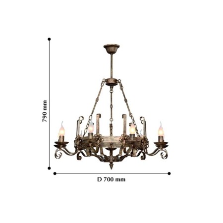 Boulogne chandelier, 9x60W E14, bronze color-2