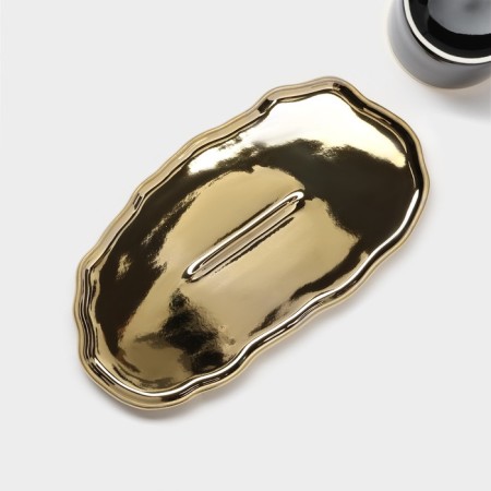 Tea couple ceramic "luxury", 3 items: mug 250 ml, saucer 23.5 × 13 cm, spoon, black color-8