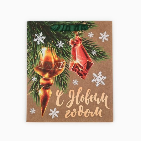 Craft vertical package “Happy New Year”, Christmas tree toys, Ml 23 x 27 x 11.5 cm, New Year-4