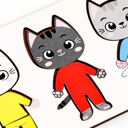 Wooden puzzle for children. Repeat on the sample of the "cats"-5