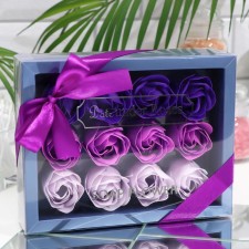 Soap roses, colored shades, set of 12 pcs.