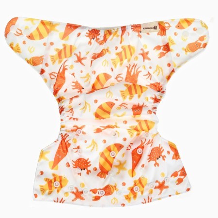 A set of reusable diapers "Krabik", 3-8 kg, white, orange color, 2 pcs., I crush me-5