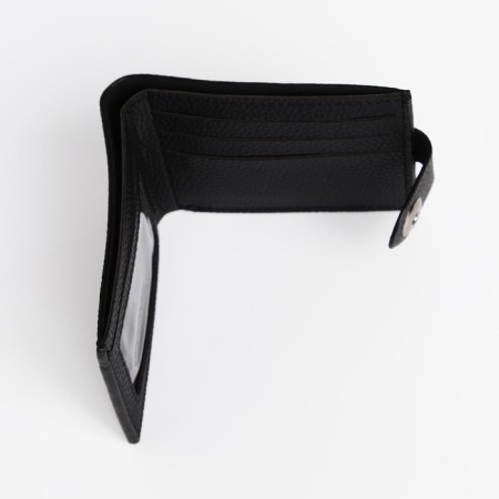 Male purse on a magnet, department for bills, for cards, black color-3
