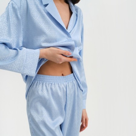 Female pajamas (shirt and trousers) kaftan "triangles" Blue color, size 48-50-4