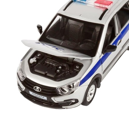 Metal machine “Lada Police” 1:24, silver color, doors, hood and trunk, light and sound effects open-8