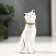 Souvenir ceramics "White cat with a necklace" with gold, rhinestones 9.5 cm