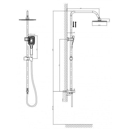 Shower system D&K DC1005507, tropical shower, shower set, brass, chrome-1