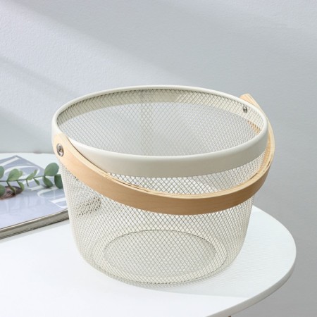 Universal round ladoom, 26 × 26 × 18 cm basket, white color-2
