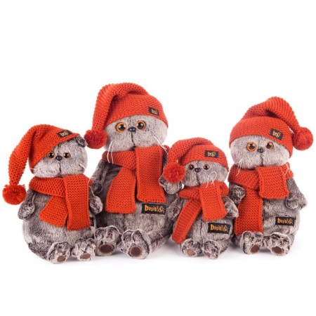 Soft toy "Basik" in a knitted hat and scarf, 22 cm-4