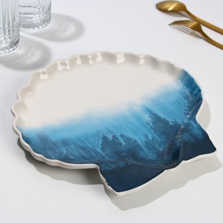 Ceramic dish for serving "sea shell", 27 x 25 cm, white color-2