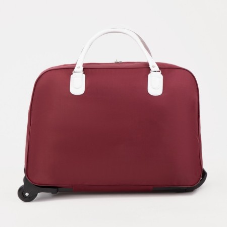 Road bag 20 "on wheels, lightning department, outer pocket, burgundy color-1