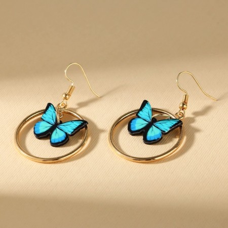 Earrings with rings "Blave with happiness"-3