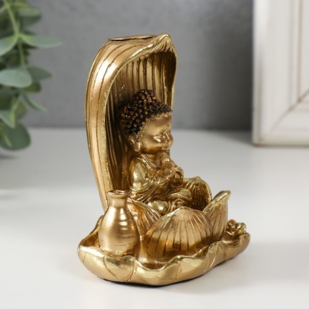 Board of incense Polystone "Little Buddha" gold 6.1x7.5x10 cm-1