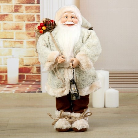 Santa Claus "in a fur coat, with a flashlight and hotel" 46 cm