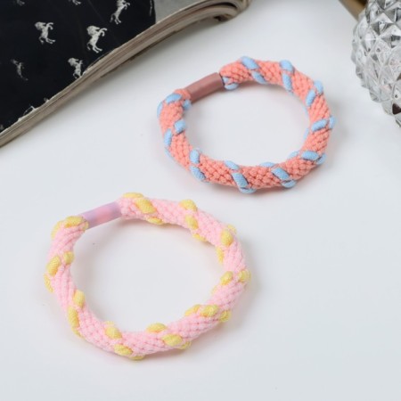 Hair elastic band "Mahrushka Elite" weaving bright strips of color, 5 cm, mix-1