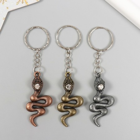 Metal keychain "Snake with rhinestones" mix 5.5x2 cm