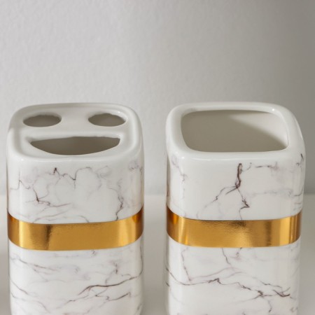 A set of accessories for the bathroom "Kohang", 4 items (soap dish, soap dispenser, 2 glasses), white color-2