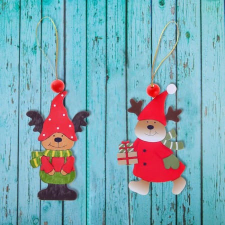 New Year's Suspension "Forest Deer", gold thread, mix
