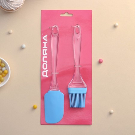 A set for baking shares "ice", 2 items: a shovel 24 cm, brush 21 cm, color mix-3