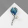 Brooch "Flower", blue color in silver