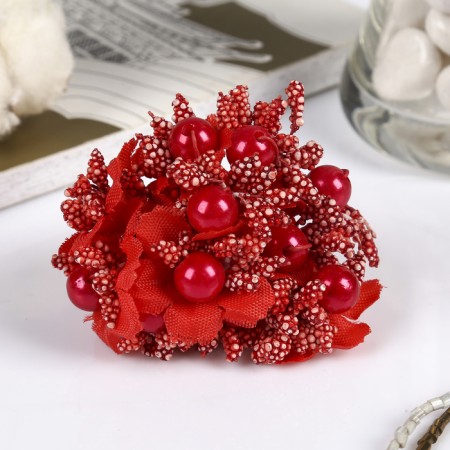 Decor for creativity "Flowers with bead" 10 cm (1 set = 1 bouquet) in the bouquet 12 colors-1